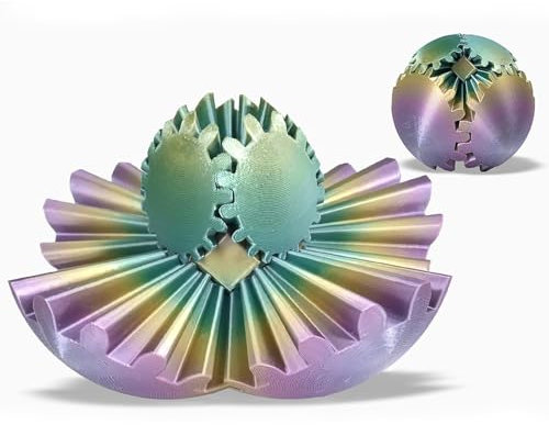 Gear Ball Fidget Spielzeug - Zahnrad Kugel Anti-Stress für Erwachsene & Kinder, 3D-gedrucktes Physik Spielzeug, Geschenkidee für Weihnachten & Geburtstag, Glänzender zufällige Farbe (6 cm Durchmesser)