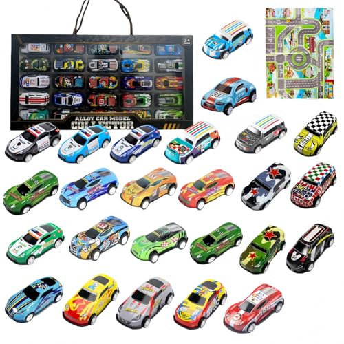 25 Stück Set Matchbox Auto Mit 1 Karte,Spielzeugauto Mit RüCkzug,Spielzeugautos,Kleine Autos,Spielzeug Autos,Auto Kinder Spielzeug FüR Kinder Ab 3 4 5 6 7 8 Jahre