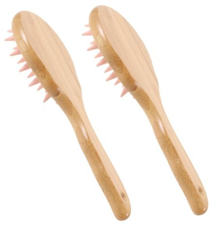 VICASKY 2 Pezzi Shampoo Massaggio Pettine Lavare La Spazzola Per Le Donne Pettinano Spazzola a Paletta Per Donna Spazzola a Paletta in Legno Massage Comb Gel Di Silice Rosa