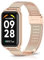 KoGiio Correa Compatible con Xiaomi Smart Band 8 Active/Redmi Smart Band 2, Hombres Mujeres Ajustable Pulsera Repuesto Metal De Acero Inoxidabl Oro rosa