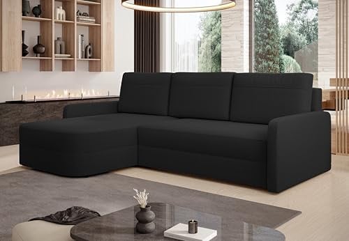 AXLIVING Ecksofa mit Schlaffunktion Nebbiolo 250 cm breit – schwarz