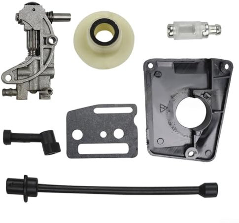 Kit pompa olio per motosega, compatibile con modelli 4500/5800/45CC/52CC/58CC, struttura in ABS+metallo+nylon (10 x 12 x 3 cm), set di lubrificazione completo con coperchio pompa/ingranaggio a vite