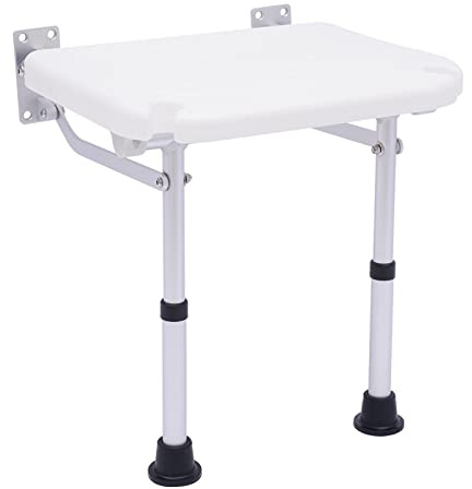 Duschklappsitz Für Wandmontage, Badestuhl Duschhocker Klappbarer Duschsitz, Clipbar bis 100kg, Duschklappsitz Mit Stützfüßen,Duschklappsitz, Für ältere Menschen
