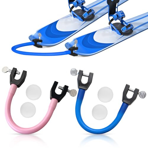 kodivenj 2 Stück Skispitzenverbinder,Skitrainingshilfe Skiverbinder Ski Lernhilfe mit 4 Abstandshaltern für Kinder & Anfänger(Rosa,Blau)