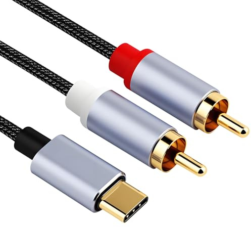 kwinfei USB C auf Cinch Audio Kabel 2RCA, USB-C zu RCA Adapter für Phone 17/16/15 Serie, Galaxy, Heimkino, Verstärker, Lautsprecher, Autoradio, Hochwertiger USBC auf Chinch Audio Kabel Adapter