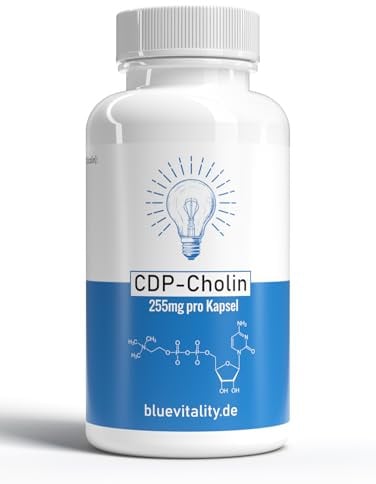 BlueVitality | CDP-Kolin (Citicolin) | 255 mg per kapsel | 180 kapslar | 6 månaders förbrukning | hög dos | vegansk och laboratorietestad