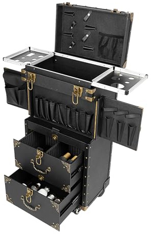 4 Ebenen Kosmetikkoffer, Nagelkoffer Multikoffer, mit Rollen Schublade, Multifunktionaler Friseur, Make-up Koffer Beauty Case, für Salon, Nagelstudio, Mobile Anwendung