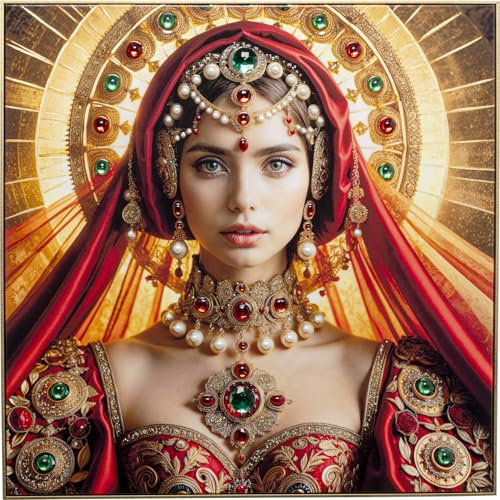 Kare Design Wandbild Saint Halo Lady, Mehrfarbig, 100x100 cm, gerahmt, Wanddekoration, Glasbild, Maria-Motiv, Modern, Wohnzimmer