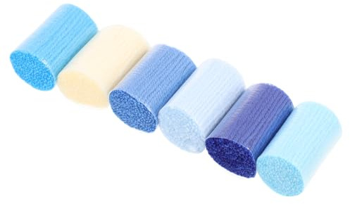 FOMIYES 6 Stück Acryl Knüpfgarn Knüpfwolle für Teppiche Selbstgemacht Häkelgarn zum Stricken Basteln Vorgeschnitten Blau Platzsparend Angenehm Weich