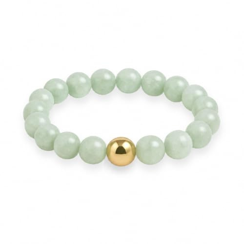 GD GOOD.designs Anti Stress Ring aus Naturstein Perlen | Elastische Perlenringe Damen mit 18K vergoldeter Perle | Wasserfeste Anxiety Rings - Ringgröße 54-60