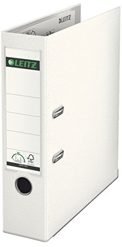 Leitz 1010 Aktenordner 180°-Mechanismus A4 80 mm Rücken Plastikeinschub mit Etikette weiß