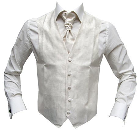 MMUGA Hochzeitwesten Set mit Plastron Creme 50