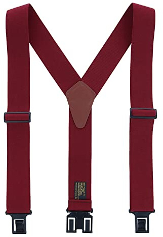 Perry Braces Men's Elastic 2 Inch Wide Hook End Braces (Tall Available), Tall, Burgundy