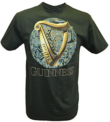 Flasche grün GUINNESS T-Shirt mit irischen Harfe Design mit blauer Keltisch Design - Grün, X-Large
