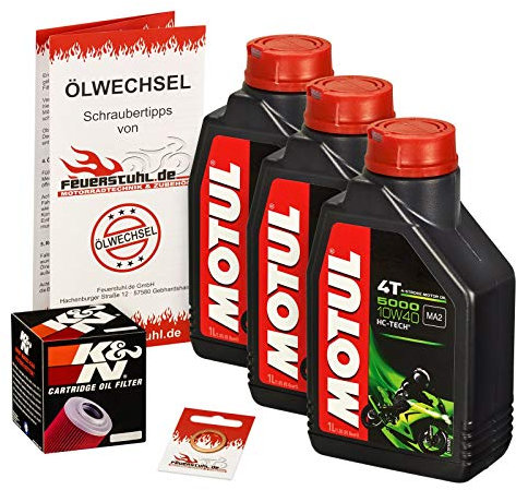 Motul 10W-40 Öl + K&N Ölfilter für Yamaha XJ 600, 84-91, 51J 3KM 3KN - Ölwechselset inkl. Motoröl, Filter, Dichtring
