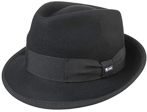 Lipodo Classic Wool Trilby Filzhut Damen/Herren - Wollhut Made in Italy - Hut aus Wollfilz - Trilbyhut Sommer/Winter - Fedora schwarz L (58-59 cm)