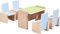 HABA 303839 - Little Friends – Puppenhaus-Möbel Esszimmer, Mit Tisch und 4 Stühlen, Passend für alle Little Friends-Puppenhäuser