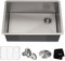 Kraus KHU110-27 Standart PRO 27-inch 16 Gauge Undermount Single Bowl Set (5 Item Bundle: Sink, Bottom Grid, Assembly, Drain Cap, Kitchen Towel), 27 Inch, Stainless Steel