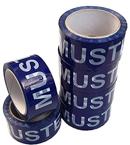 IQM TOOLS 6 Rollen QS-Klebeband MUSTER - Breite 50 mm - Länge 66 m - weiße Schrift auf blauem Grund - Staffelpreise für Businesskunden