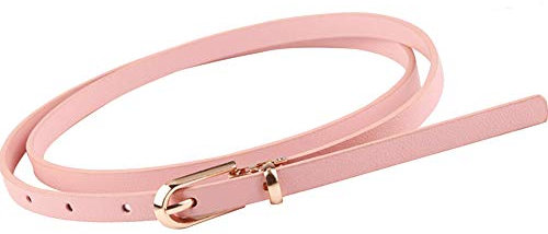 Zonfer Ceinture Fine Des Femmes Couleur Unie Svelte Mince Ceinture En Cuir Ceinture Sangle Pour Robe Paints Décor Casual (rose)