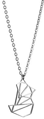 La Menagerie Fuchs Silber, Origami-Schmuck & versilberte geometrische Kette - 925 Sterling Silberkette & Fuchs-Halsketten für Frauen - Fuchs-Halskette für Mädchen & Origami-Halskette