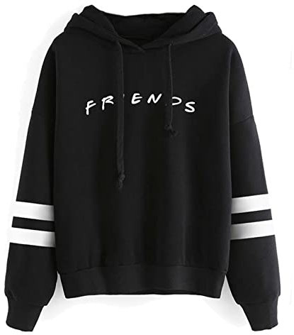 XUSHAN Girls' Unisex Fashion Friend Hoodie Sweatshirt Friend Tv Show Merchandise Men Tops Hoodies Sweater Funny Hooded Pullover Small Friend Hoodie Black