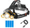 Linterna Led Recargable Cabeza Impermeable, Sensor de 12000 Lúmenes Superbrillante Actualizado con Enfoque Ajustable, Luz Frontal Cabeza LED para Acampar, Pescar, Caminar, Cazar, Correr