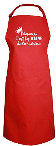 DSTNY Tablier Cuisine Mamie C'est la Reine de la Cuisine Rouge