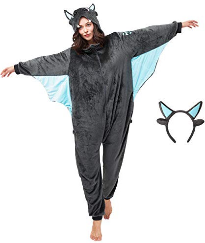 corimori (Spark der Drache Damen & Herren Onesie Jumpsuit Kostüm Gr. 170-180cm, Grau