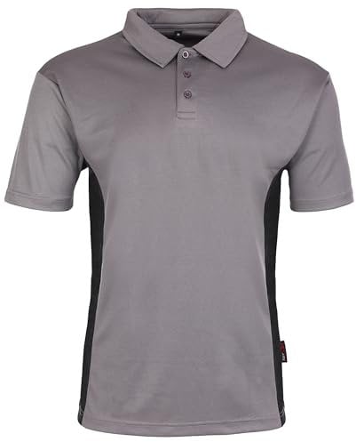 TuffStuff - Elite Polo Shirt for Work - Size Large, Grey - 100% Polyester - Easy Care - Lightweight, Breathable & Moisture-Wicking with Contrast Panels - Versatile Work Wear