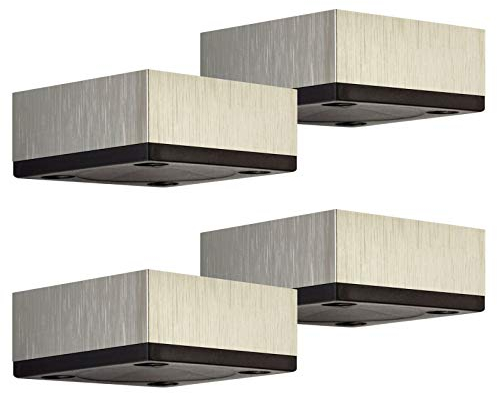 SOTECH Lot de 4 pieds de meuble MOTEL 65 x 65 mm Hauteur 25 mm Aspect inox Pieds de support en aluminium