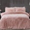 Sleepdown Luxury Long Pile Faux Fur Blush Pink Super Soft Easy Care Duvet Cover Quilt Bedding Set with Pillowcases - Double (200cm x 200cm)