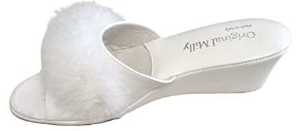 Milly 102 Ciabatte da Camera Aperte con Piuma per Donna Pantofole per casa con Zeppa Classiche Eleganti