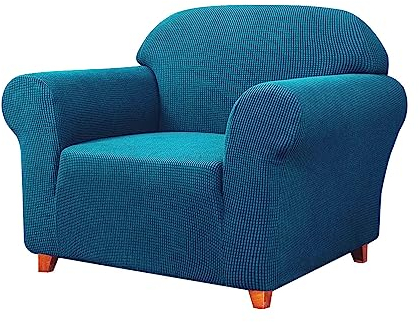 SAMSTEX Stilvoller 1-Sitzer-Sofabezug, dehnbar, 1-teilig, hochdehnbarer Sesselbezug, maschinenwaschbar, rutschfest, Sofa-Schonbezüge, dick, weich, Sessel-Sofaschutz (1-Sitzer, Blaugrün)
