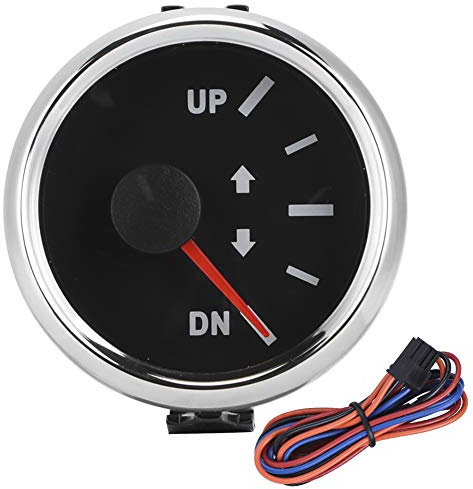 52mm/2in UP-DN Boat Trim Gauge 0-190ohm Marine Boat Trim Gauge Kit Signal Trim Tilt Indicator Red Backlight(Black Dial)