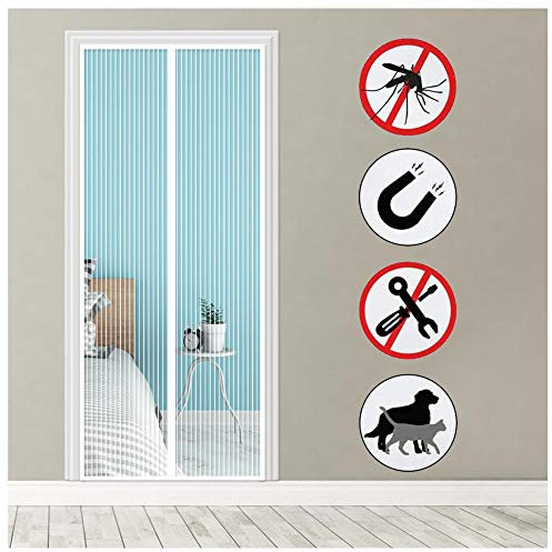 Zanzariera Magnetica per Porte, 120x260cm, bianca, Tenda Zanzariera in rete per porta, Automaticamente Sigilla, Tendina Anti Zanzare Mosche per Porte D’Ingresso Porte Cortili