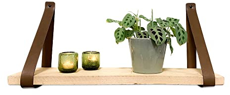 Brute Strength - Regalträger aus PU-Leder - Braun - 6 Stück - Regalträger - Wandhalter - Regalbänder - Regalträger aus Kunstleder