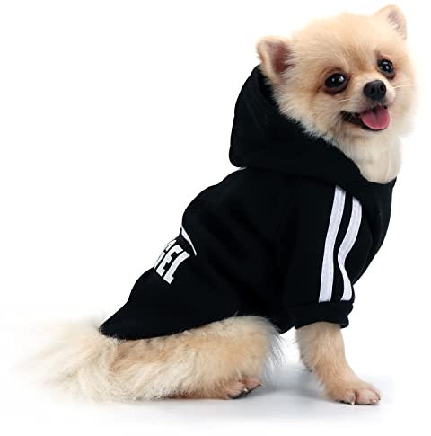 QiCheng&LYS Hoodie, Strickpullover Wintermantel Für Kleine Hunde (Schwarz, L)
