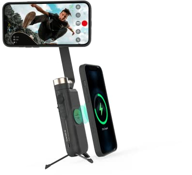 Powervision S1 gimbal smartphone cardanico Treppiede AI Tracking Selfie Caricabatterie Powerbank Supporto per telefono Accessorio da viaggio vlog Kit (Explorer Kit, Nero)