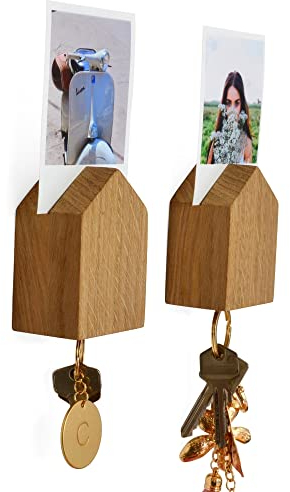 Natuhr magnetischer Schlüsselhalter Little Lodge Bilderahmen Holz Schlüsselbrett (2 Stück | Eiche geölt)