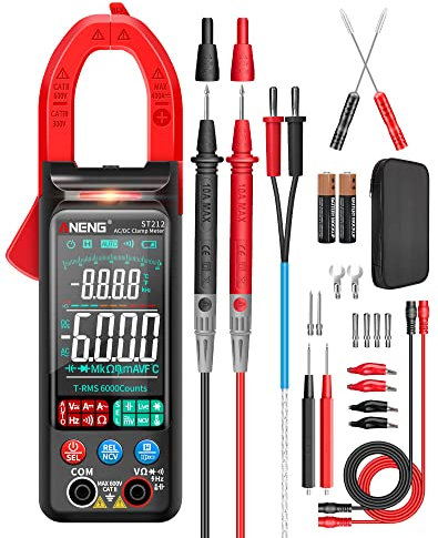 ANENG Clamp Meter Multimeter Tester Auto Ranging TRMS 6000 Counts AC/DC Current Voltage Ohm Volt Amp Meter Meansures NCV Continuity Diode Resistance Capacitance Null/Fire Wire Electrical Tools