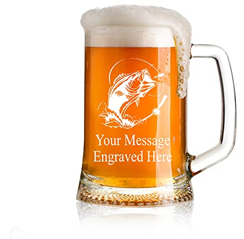 ukgiftstoreonline Personalised Fishing Engraved Pint Glass Beer Tankard Gift