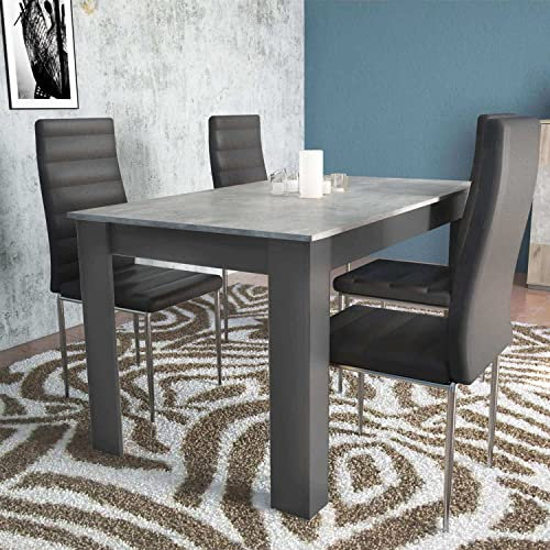 Cosma Ausziehbarer Tisch für den Innenbereich, 2 Größen 160/200 x 90 x 74,5 cm, für Esszimmer, Küche, Wohnzimmer, Farbe: Anthrazit und Dunkelgrau, Betonoptik, Modell Gemma