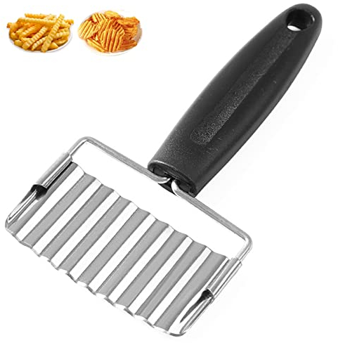 luoshaPUCY Couteau de Tranches de Pomme de Terre, Couteau Ondulé à Frites Inoxydable Couteau Lame Ondulée pour Coupe Pommes Terre, Légume, Carottes