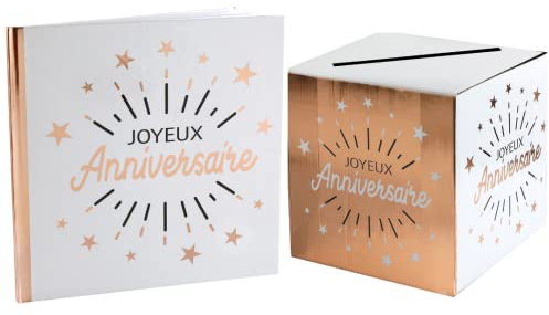 Urne & Livre d'or - Pack Anniversaire Rose Gold et Blanc