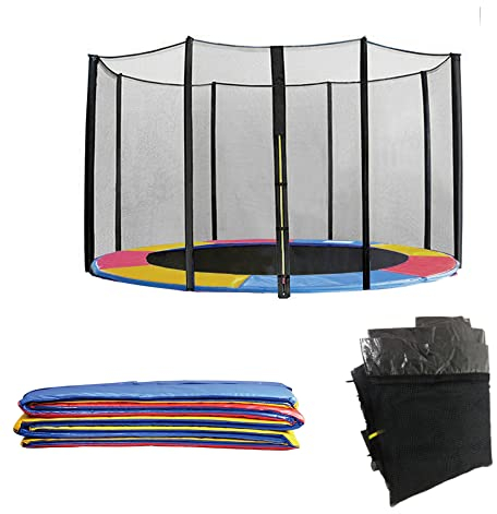 Green Bay Trampolin Randabdeckung und Netz 366cm für 8 Stangen, Federabdeckung Sicherheitsnetz - Set, Randschutz Ersatznetz Gartentrampolin Bunt