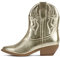 Soda Women Cowgirl Cowboy Western Stitched Ankle Boots Pointed Toe Short Booties Rigging-S, Lt-gold Metallic, 6 UK