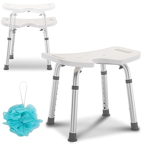 Duisrech Duschhocker Duschstuhl 41-56 cmhöhenverstellbar 7-Fach Badhockerund Anti-Rutsch-Füße Stabil badhocker für die dusche mit U-Typ Hygieneausschnitt