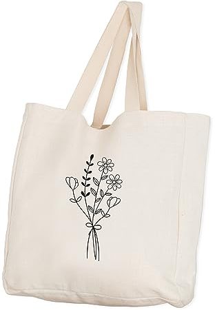 VISUAL STATEMENTS - Stofftasche mit Blumenstrauß - Tragetasche mit langen Henkeln - Shopper, Strandtasche