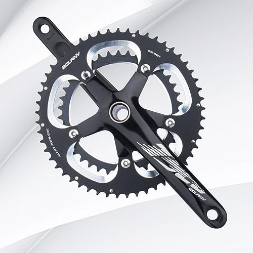 DAZZLEEX Rennrad-Kurbel-Set, 53 39T Scheiben, Aluminiumlegierung, CNC, 170 mm, 130 BCD Doppelkettenblätter 53/39T 9S/10S für -SRAM Fahrrad
